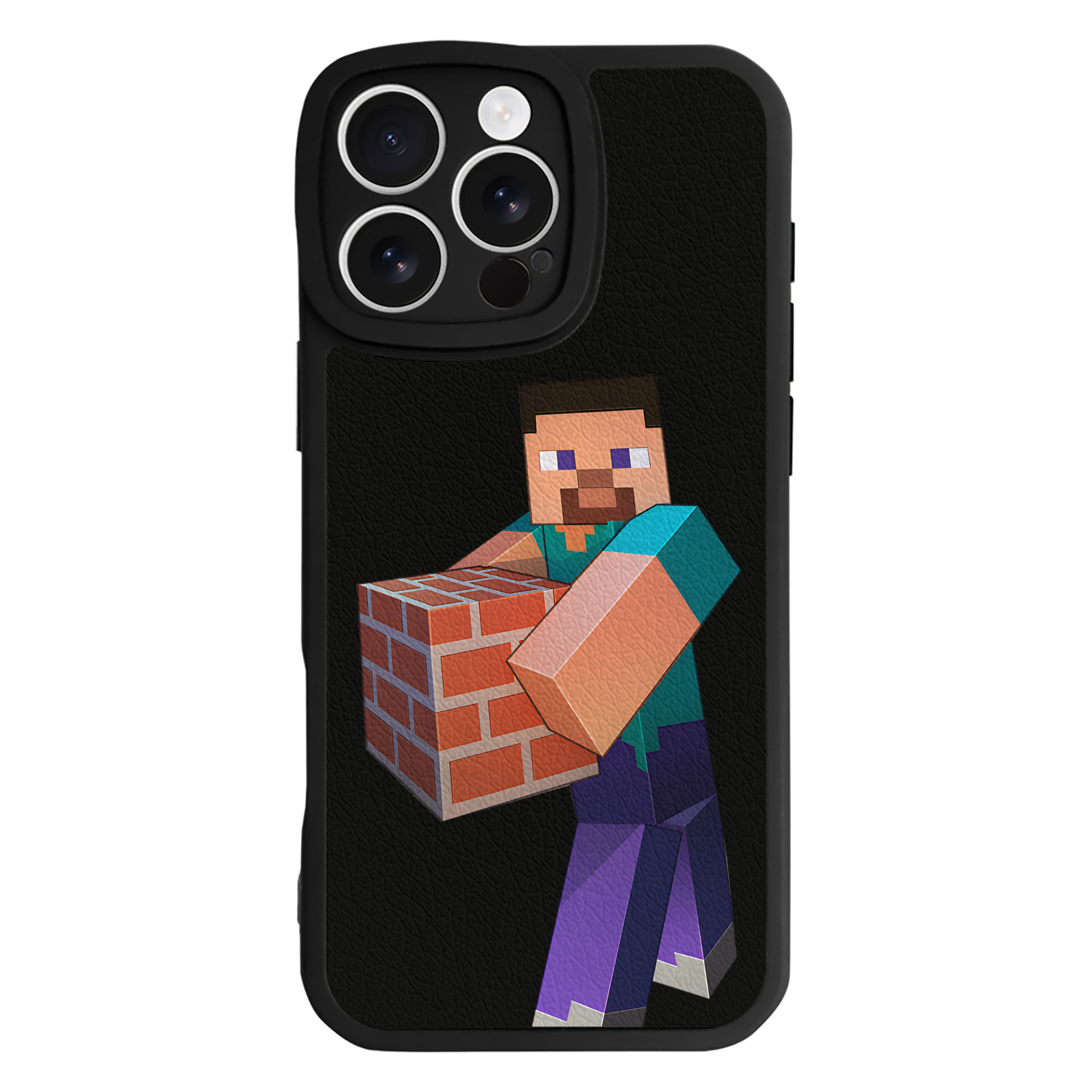 （画像用） マインクラフト ブロックの世界 Minecraft MC Block world 【iPhone 16シリーズ対応】シリコンスマホケース（レザー調） 材質：シリコン